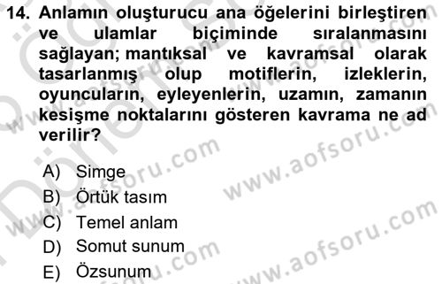 Eleştiri Kuramları Dersi 2025 - 2026 Yılı (Final) Dönem Sonu Sınav Soruları 14. Soru