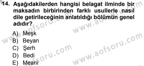Eleştiri Tarihi Dersi 2012 - 2013 Yılı (Vize) Ara Sınav Soruları 14. Soru