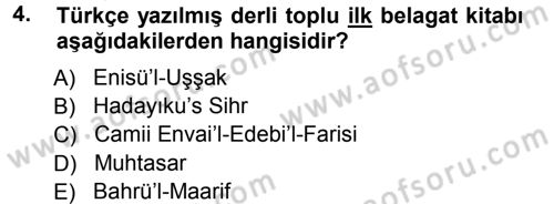 Eleştiri Tarihi Dersi 2012 - 2013 Yılı (Vize) Ara Sınavı 4. Soru