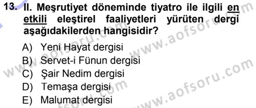 Eleştiri Tarihi Dersi 2012 - 2013 Yılı (Final) Dönem Sonu Sınav Soruları 13. Soru