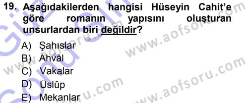 Eleştiri Tarihi Dersi 2012 - 2013 Yılı (Final) Dönem Sonu Sınav Soruları 19. Soru