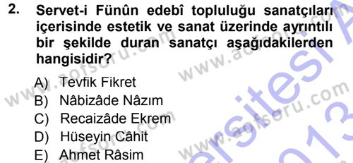 Eleştiri Tarihi Dersi 2012 - 2013 Yılı (Final) Dönem Sonu Sınav Soruları 2. Soru