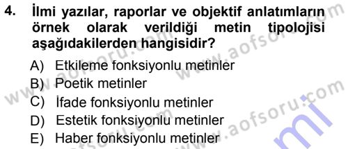 Eleştiri Tarihi Dersi 2012 - 2013 Yılı (Final) Dönem Sonu Sınav Soruları 4. Soru
