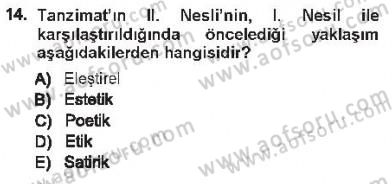 Eleştiri Tarihi Dersi 2012 - 2013 Yılı Tek Ders Sınav Soruları 14. Soru