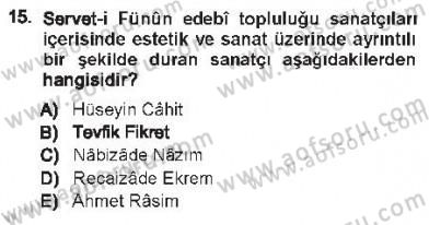 Eleştiri Tarihi Dersi 2012 - 2013 Yılı Tek Ders Sınav Soruları 15. Soru