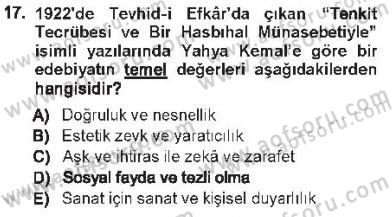 Eleştiri Tarihi Dersi 2012 - 2013 Yılı Tek Ders Sınav Soruları 17. Soru