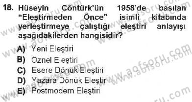 Eleştiri Tarihi Dersi 2012 - 2013 Yılı Tek Ders Sınav Soruları 18. Soru