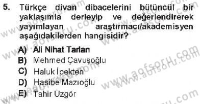 Eleştiri Tarihi Dersi 2012 - 2013 Yılı Tek Ders Sınav Soruları 5. Soru