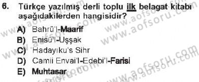 Eleştiri Tarihi Dersi 2012 - 2013 Yılı Tek Ders Sınav Soruları 6. Soru
