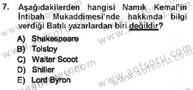 Eleştiri Tarihi Dersi 2012 - 2013 Yılı Tek Ders Sınav Soruları 7. Soru