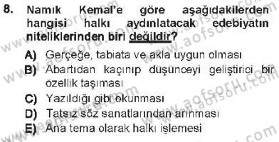 Eleştiri Tarihi Dersi 2012 - 2013 Yılı Tek Ders Sınav Soruları 8. Soru