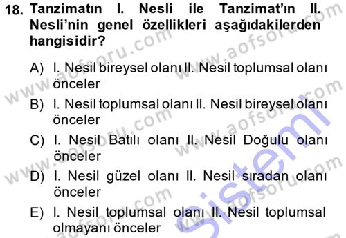 Eleştiri Tarihi Dersi 2013 - 2014 Yılı (Vize) Ara Sınav Soruları 18. Soru