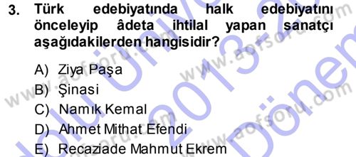 Eleştiri Tarihi Dersi 2013 - 2014 Yılı (Final) Dönem Sonu Sınav Soruları 3. Soru