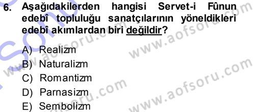 Eleştiri Tarihi Dersi 2013 - 2014 Yılı (Final) Dönem Sonu Sınav Soruları 6. Soru