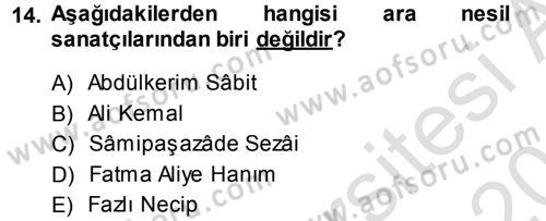 Eleştiri Tarihi Dersi 2013 - 2014 Yılı Tek Ders Sınav Soruları 14. Soru