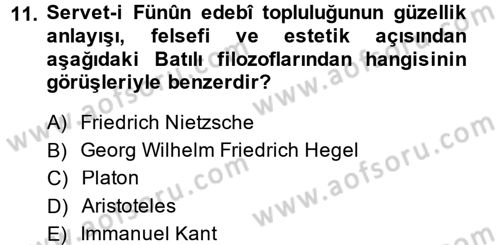 Eleştiri Tarihi Dersi 2014 - 2015 Yılı (Final) Dönem Sonu Sınav Soruları 11. Soru