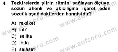 Eleştiri Tarihi Dersi 2014 - 2015 Yılı (Final) Dönem Sonu Sınav Soruları 4. Soru