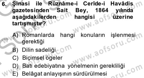 Eleştiri Tarihi Dersi 2014 - 2015 Yılı (Final) Dönem Sonu Sınav Soruları 6. Soru