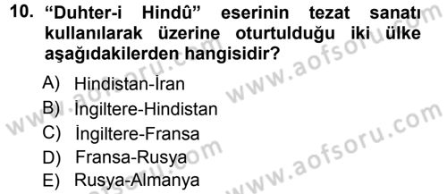 Eleştiri Tarihi Dersi 2014 - 2015 Yılı Tek Ders Sınav Soruları 10. Soru