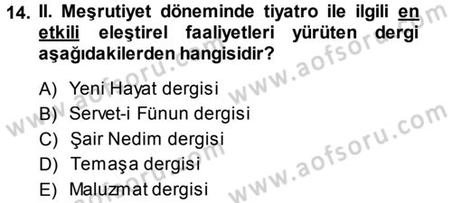 Eleştiri Tarihi Dersi 2014 - 2015 Yılı Tek Ders Sınav Soruları 14. Soru