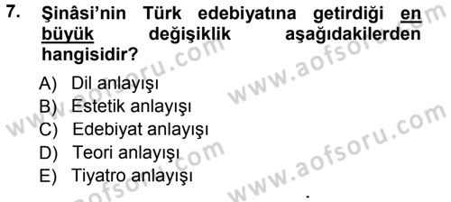 Eleştiri Tarihi Dersi 2014 - 2015 Yılı Tek Ders Sınav Soruları 7. Soru
