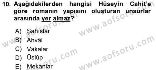 Eleştiri Tarihi Dersi 2015 - 2016 Yılı (Final) Dönem Sonu Sınav Soruları 10. Soru