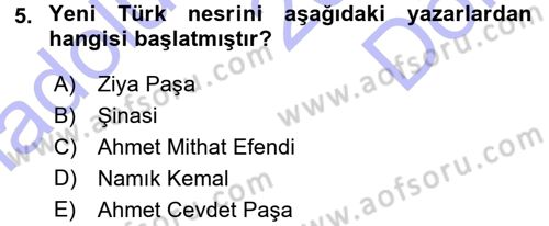 Eleştiri Tarihi Dersi 2015 - 2016 Yılı (Final) Dönem Sonu Sınav Soruları 5. Soru
