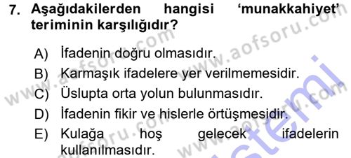 Eleştiri Tarihi Dersi 2015 - 2016 Yılı (Final) Dönem Sonu Sınav Soruları 7. Soru
