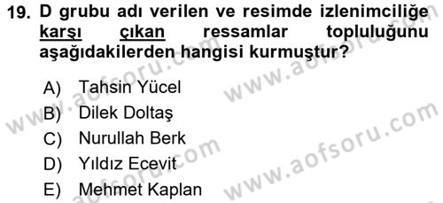 Eleştiri Tarihi Dersi 2015 - 2016 Yılı Tek Ders Sınav Soruları 19. Soru