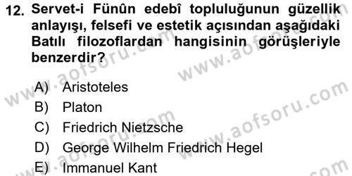 Eleştiri Tarihi Dersi 2016 - 2017 Yılı 3 Ders Sınav Soruları 12. Soru