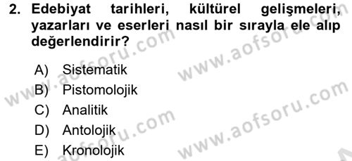 Eleştiri Tarihi Dersi 2016 - 2017 Yılı (Vize) Ara Sınav Soruları 2. Soru