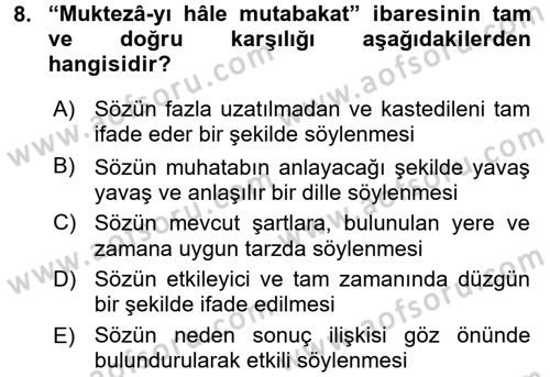 Eleştiri Tarihi Dersi 2016 - 2017 Yılı (Vize) Ara Sınav Soruları 8. Soru