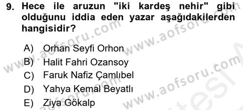 Eleştiri Tarihi Dersi 2016 - 2017 Yılı (Final) Dönem Sonu Sınav Soruları 9. Soru
