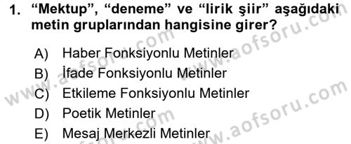 Eleştiri Tarihi Dersi 2017 - 2018 Yılı 3 Ders Sınav Soruları 1. Soru