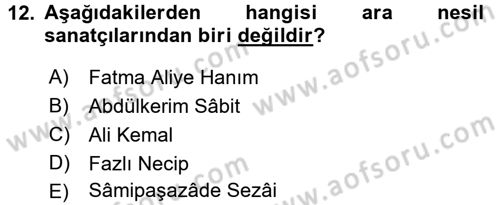 Eleştiri Tarihi Dersi 2017 - 2018 Yılı 3 Ders Sınav Soruları 12. Soru