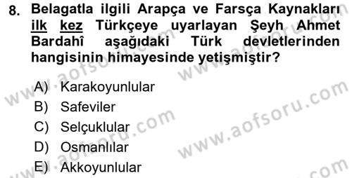 Eleştiri Tarihi Dersi Ara Sınavı Deneme Sınav Soruları 8. Soru