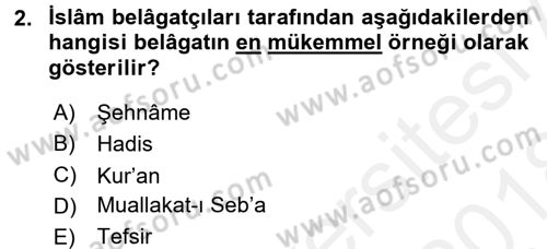 Eleştiri Tarihi Dersi 2017 - 2018 Yılı (Final) Dönem Sonu Sınavı 2. Soru