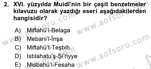 Eleştiri Tarihi Dersi 2021 - 2022 Yılı (Vize) Ara Sınav Soruları 2. Soru