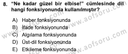 Eleştiri Tarihi Dersi 2021 - 2022 Yılı (Vize) Ara Sınavı 8. Soru