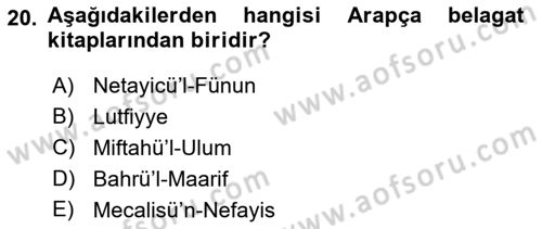 Eleştiri Tarihi Dersi 2022 - 2023 Yılı (Vize) Ara Sınav Soruları 20. Soru