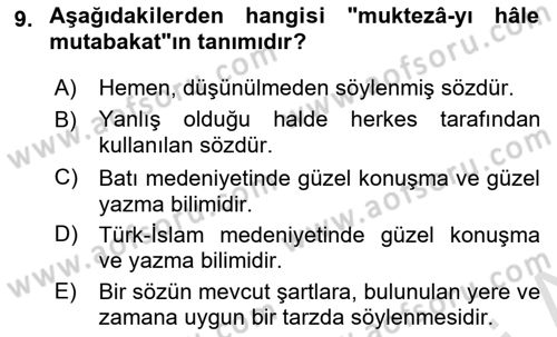 Eleştiri Tarihi Dersi 2023 - 2024 Yılı (Final) Dönem Sonu Sınav Soruları 9. Soru