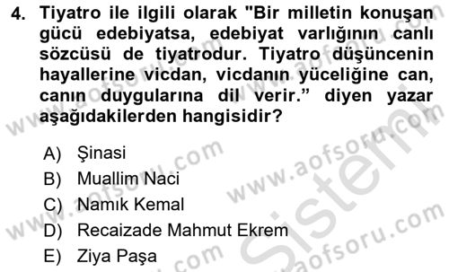 Eleştiri Tarihi Dersi 2023 - 2024 Yılı Yaz Okulu Sınav Soruları 4. Soru
