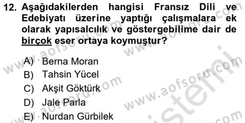 Eleştiri Tarihi Dersi 2024 - 2025 Yılı (Final) Dönem Sonu Sınav Soruları 12. Soru