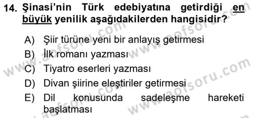 Eleştiri Tarihi Dersi 2025 - 2026 Yılı (Vize) Ara Sınav Soruları 14. Soru