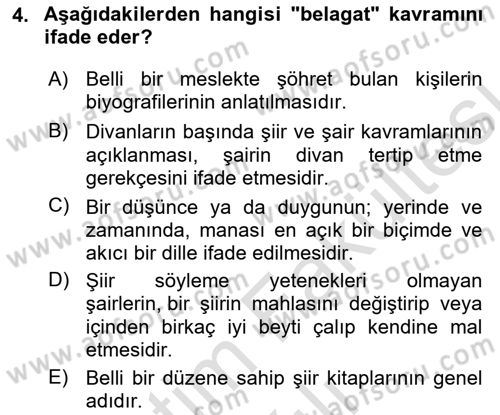 Eleştiri Tarihi Dersi 2025 - 2026 Yılı (Vize) Ara Sınav Soruları 4. Soru