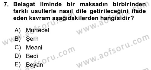Eleştiri Tarihi Dersi 2025 - 2026 Yılı (Vize) Ara Sınav Soruları 7. Soru