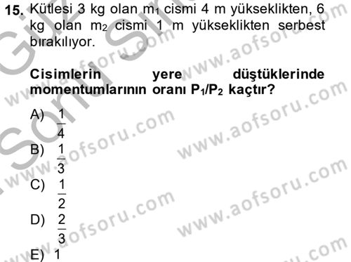 Teknolojinin Bilimsel İlkeleri 1 Dersi 2014 - 2015 Yılı (Final) Dönem Sonu Sınav Soruları 15. Soru