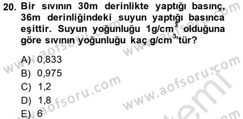 Teknolojinin Bilimsel İlkeleri 1 Dersi 2014 - 2015 Yılı Tek Ders Sınav Soruları 20. Soru