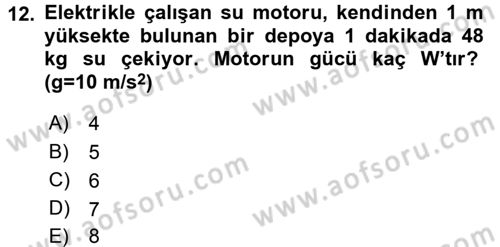 Teknolojinin Bilimsel İlkeleri 1 Dersi 2015 - 2016 Yılı Tek Ders Sınav Soruları 12. Soru