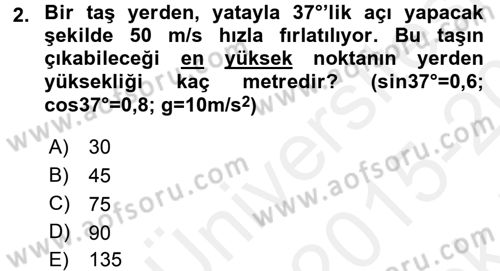 Teknolojinin Bilimsel İlkeleri 1 Dersi 2015 - 2016 Yılı Tek Ders Sınav Soruları 2. Soru